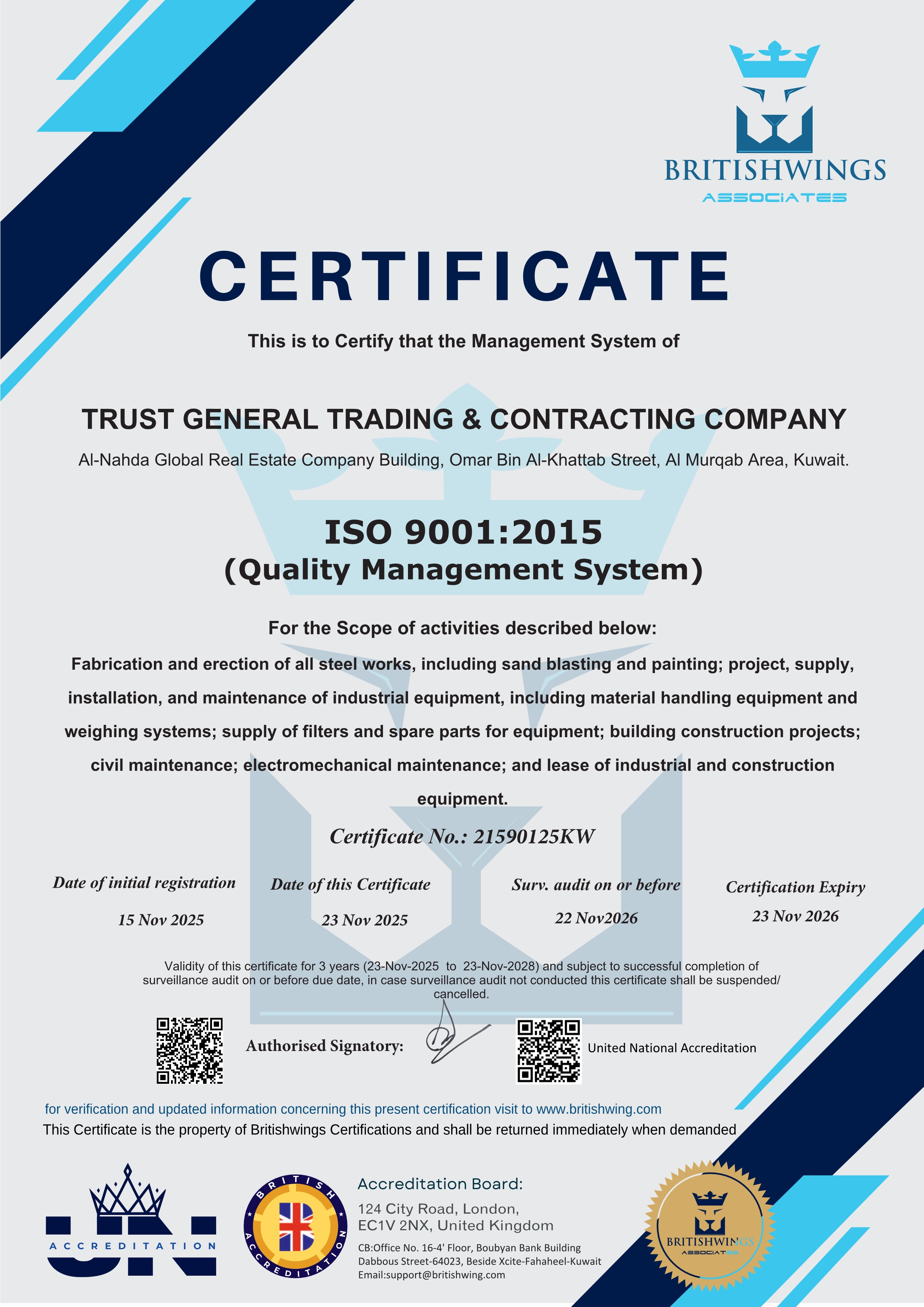 ISO 9001:2015 Certificate